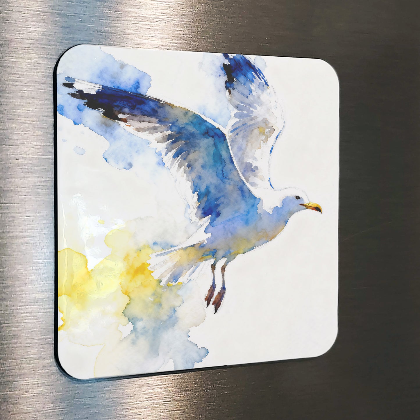 Avian Aglow Watercolor-Style Coatal Sea Gull Art