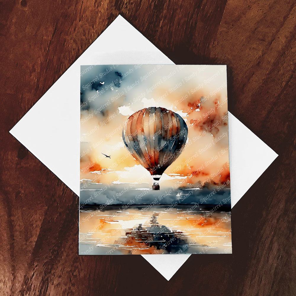 "Aloft" Original Coastal Hot Air Balloon Home Decor Wall Art Print