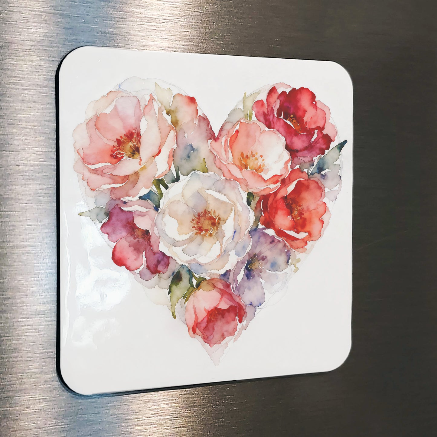 Beauty Radiates Whimsical Watercolor-Style Floral Heart Art