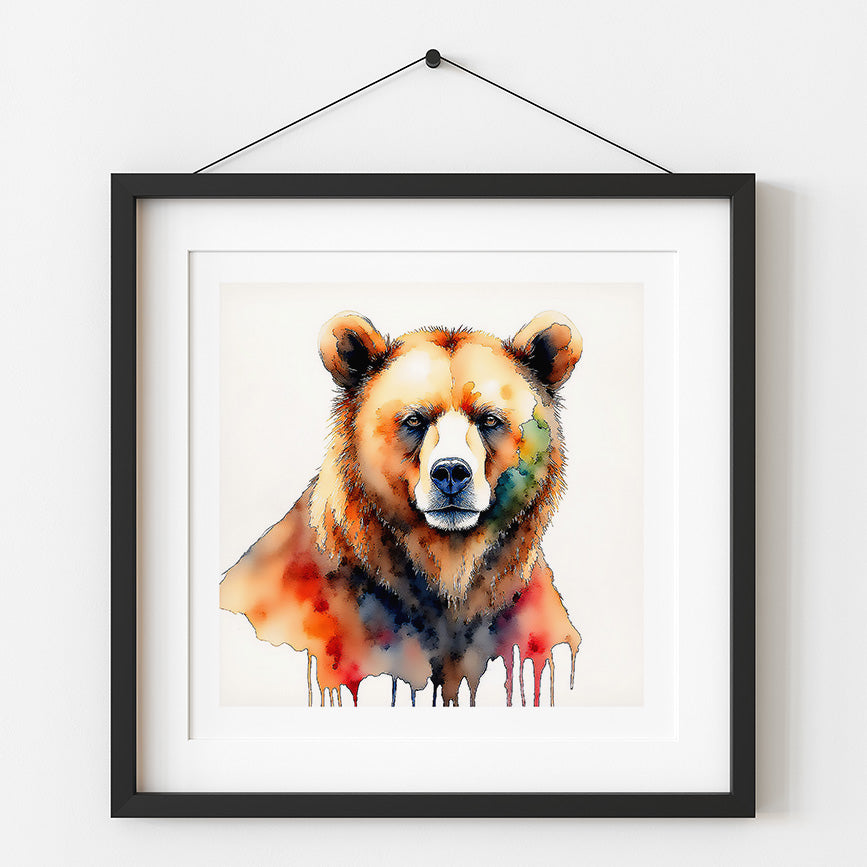 Ben Watercolor Style Brown Bear Art