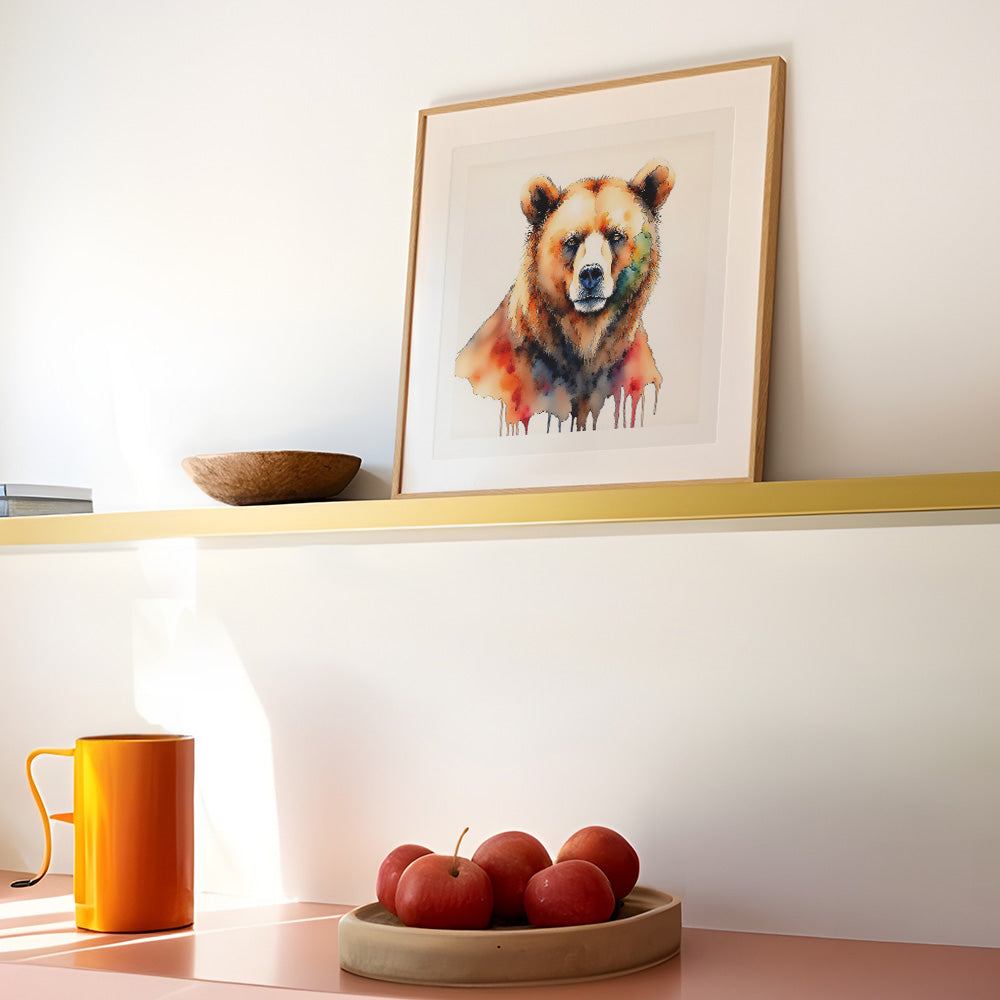 Ben Watercolor Style Brown Bear Art
