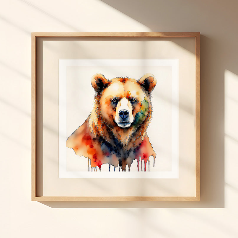 Ben Watercolor Style Brown Bear Art