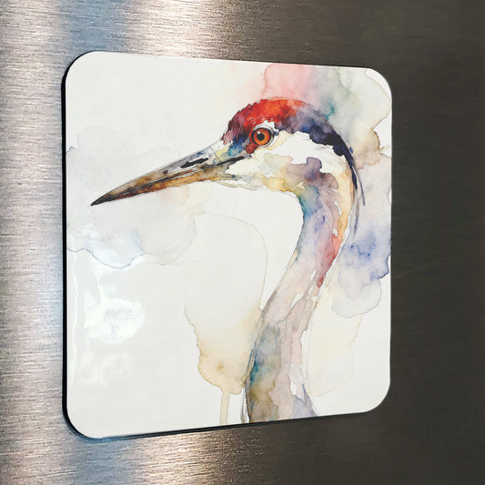 Bill Watercolor-Style Coastal Bird Crane Art