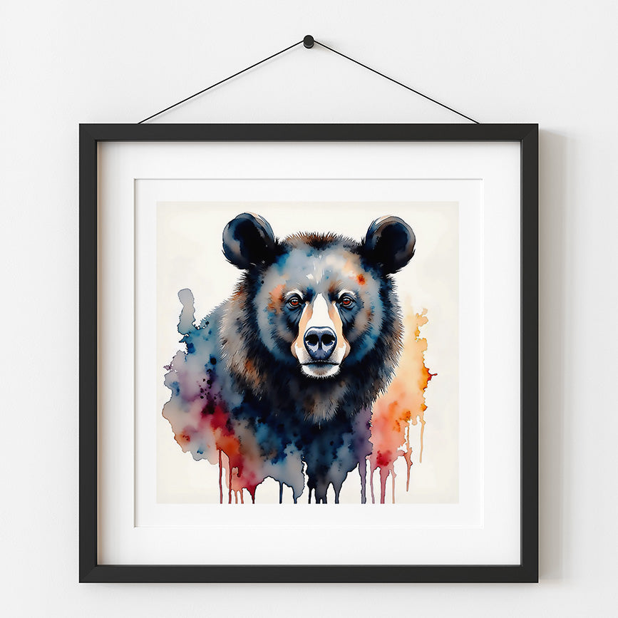 Blackie Watercolor Style Black Bear Art