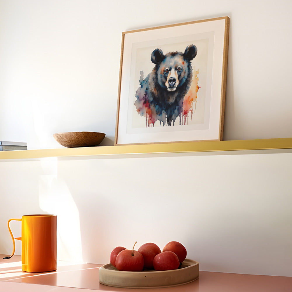 Blackie Watercolor Style Black Bear Art