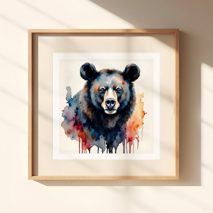 Blackie Watercolor Style Black Bear Art