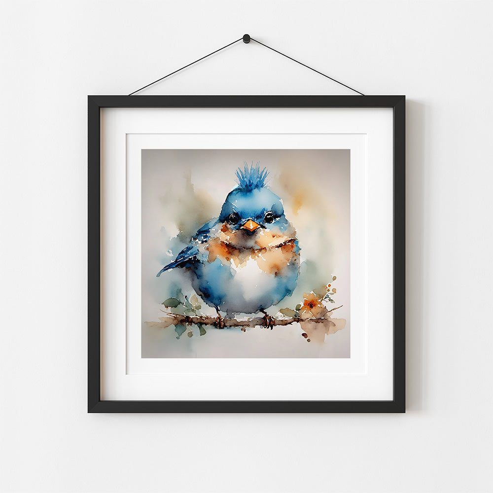 ’Blue ’Hawk’ Original Bluebird Of Happiness Wall Art Print Home Decor 8 X