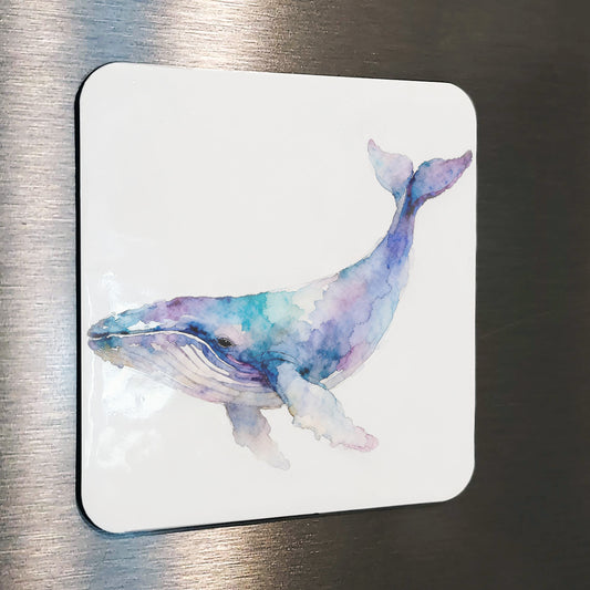 Blue Watercolor-Style Coastal Whale Art
