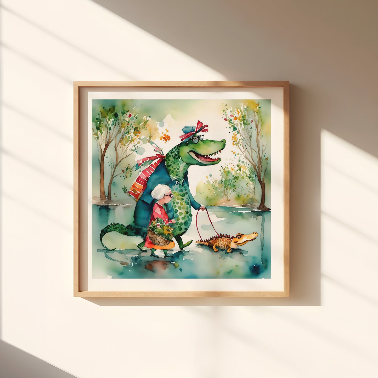 ’Birds Of A Feather’ Original Whimsical Grandmother Art Home Decor Wall Print 12X12