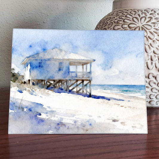 Breathe Watercolor-Style Coastal Beach House Art