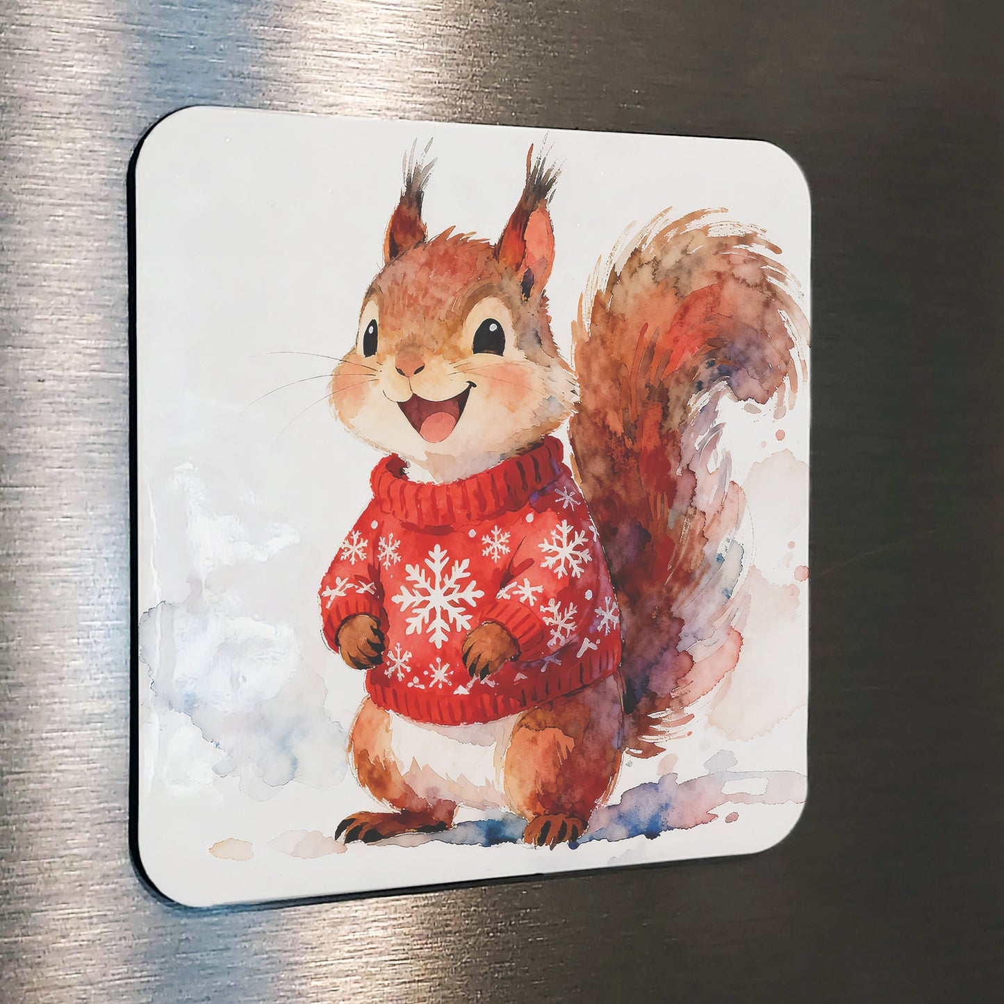 Christmas Cozy Original Watercolor-Style Squirrel Christmas Sweater Art