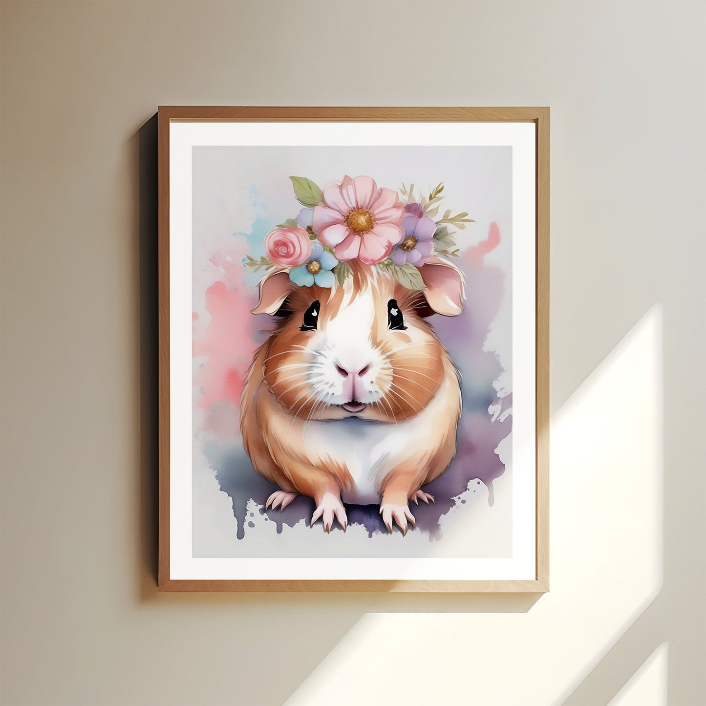 ’Claire’ Original Guinea Pig Art Print Home Nursery Decor Watercolor Style Wall
