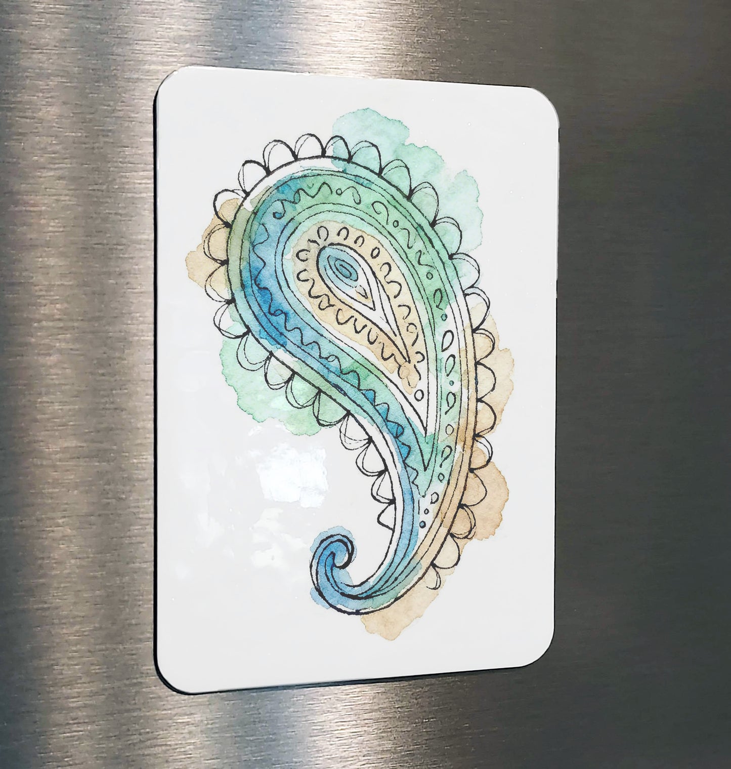 Coastal Paisley Watercolor Style Beach Art