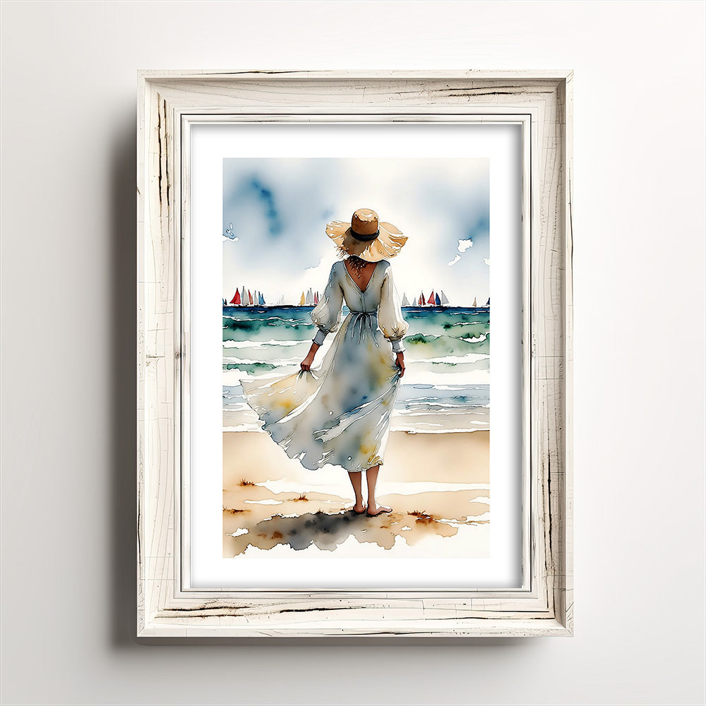 ’Coastal Palette’ Original Coastal Sailboat Wall Art Print Home Decor 5 X 7