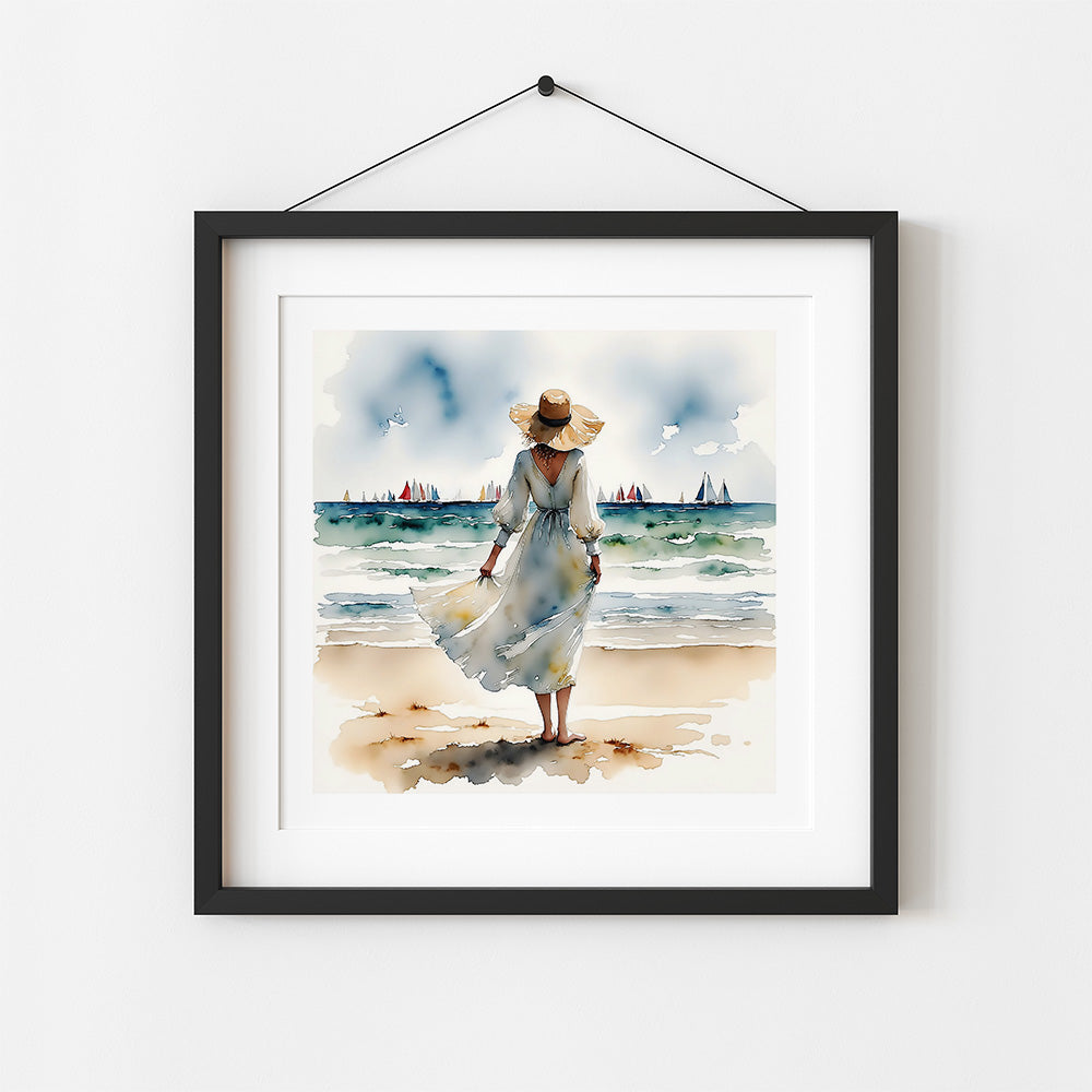 ’Coastal Palette’ Original Coastal Sailboat Wall Art Print Home Decor 8 X