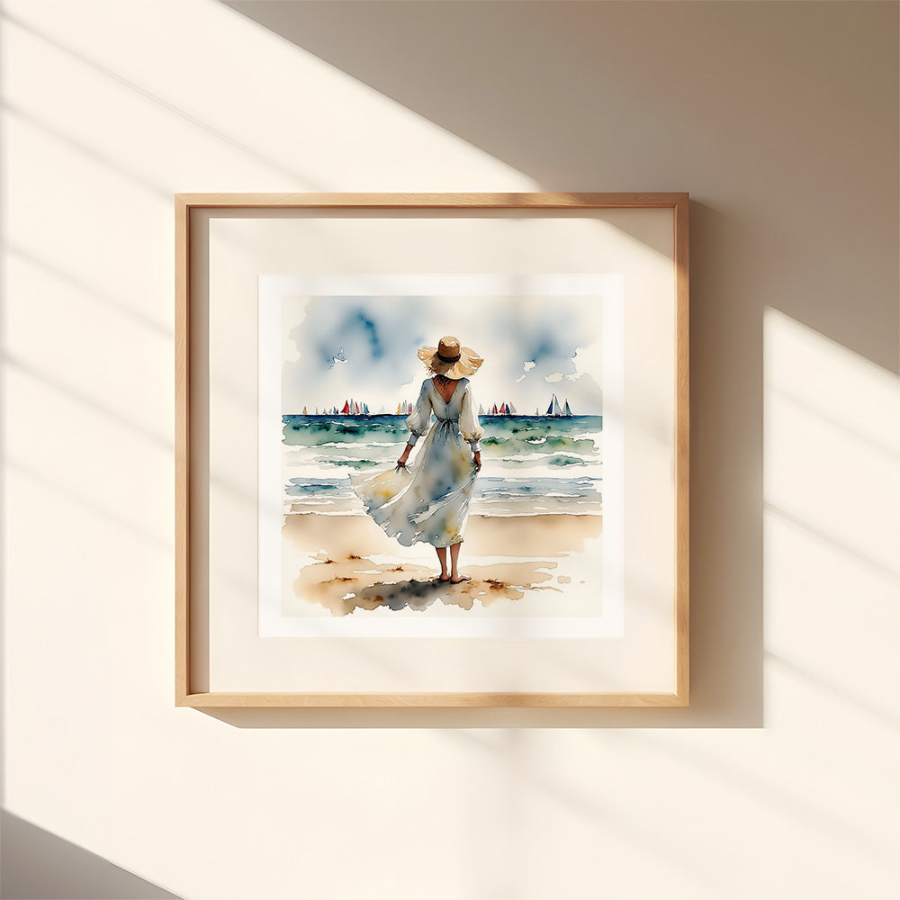 ’Coastal Palette’ Original Coastal Sailboat Wall Art Print Home Decor 12 X