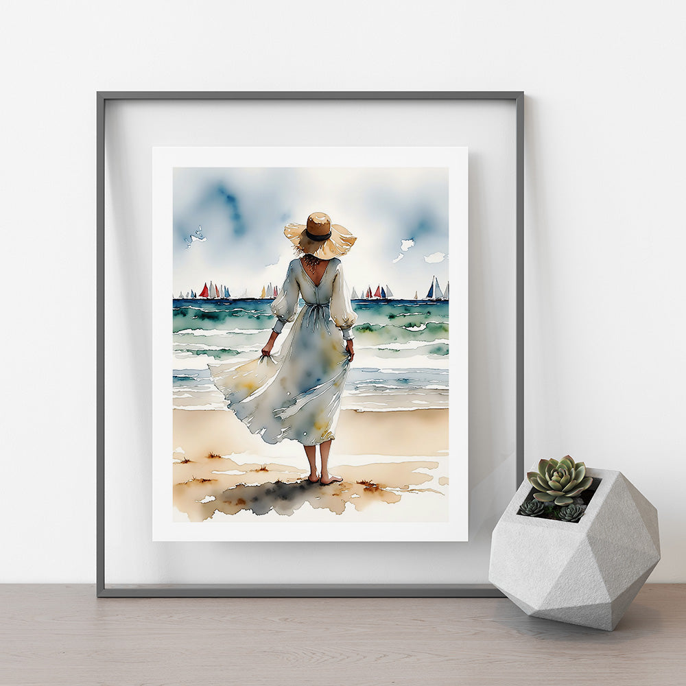 ’Coastal Palette’ Original Coastal Sailboat Wall Art Print Home Decor 8 X 10