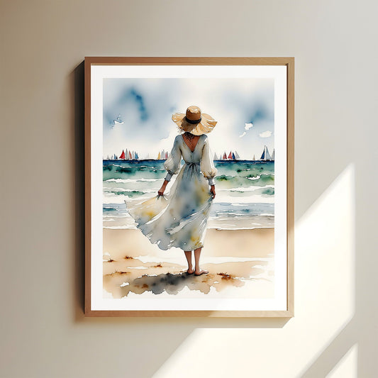 ’Coastal Palette’ Original Coastal Sailboat Wall Art Print Home Decor