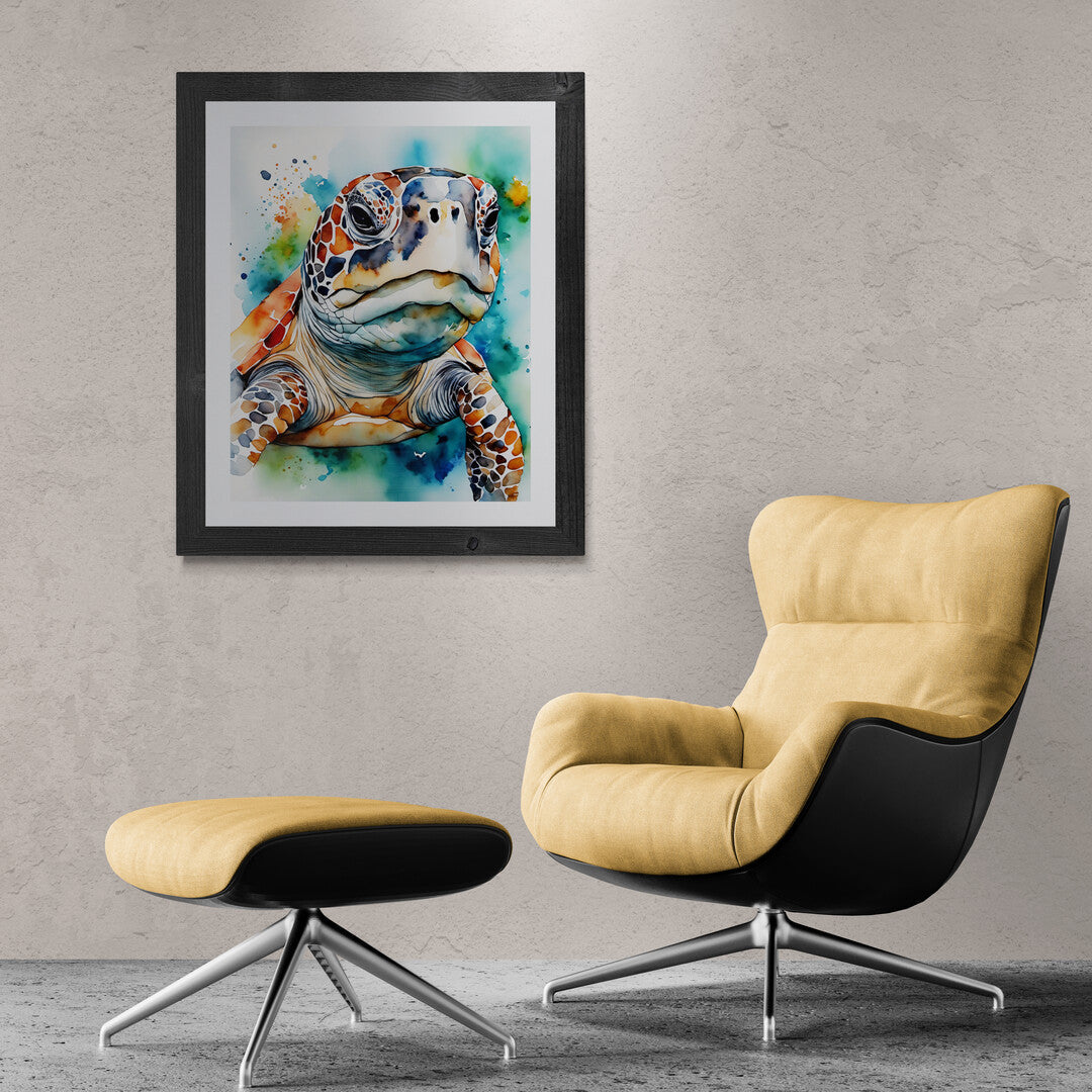 ’George’ 8X10 Original Turtle Coastal Beach Art Home Decor Wall Print