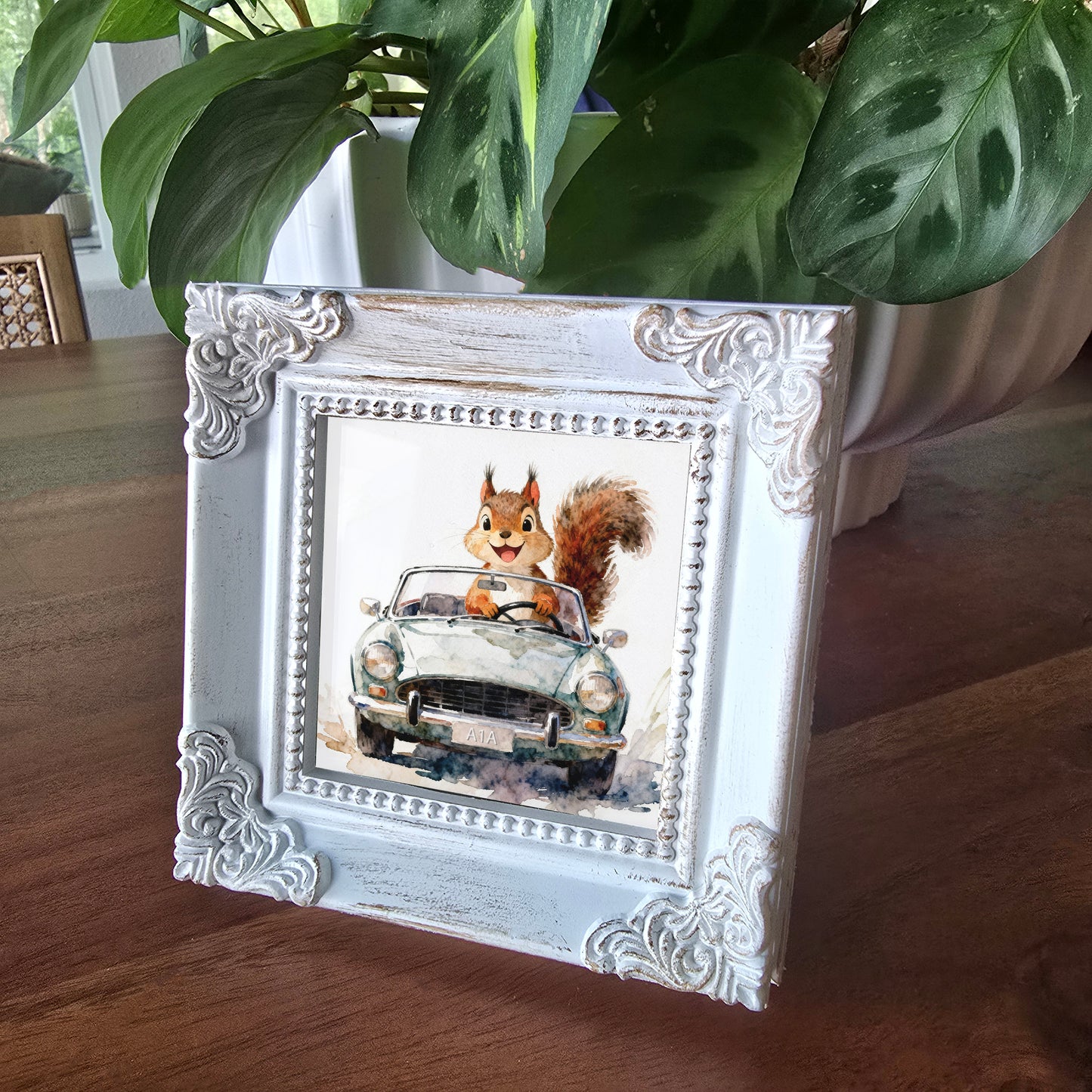 Cruisin' Watercolor-Style Squirrel Art