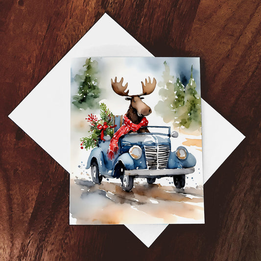 Express Watercolor-Style Christmas Moose Art