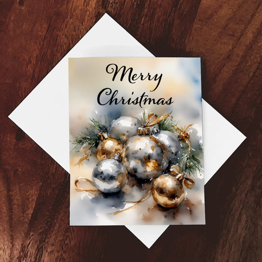 Festive Baubles Watercolor-Style Christmas Ornament Art