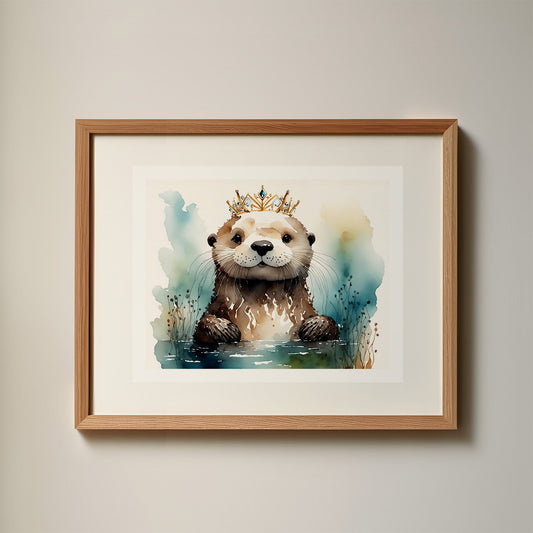 ’Fiona’ Original Sea Otter Coastal Beach Art Home Decor Wall Print Art