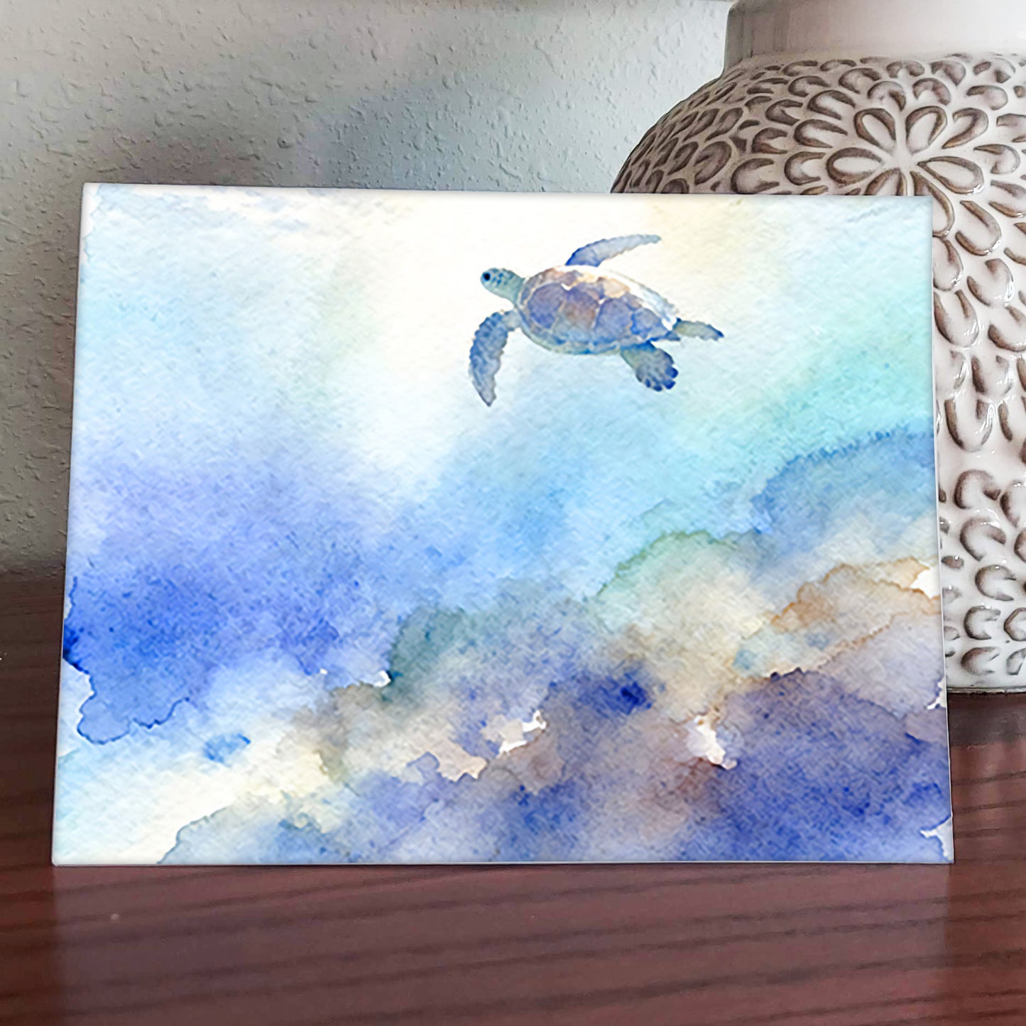 Float Watercolor-Style Coastal Turtle Art