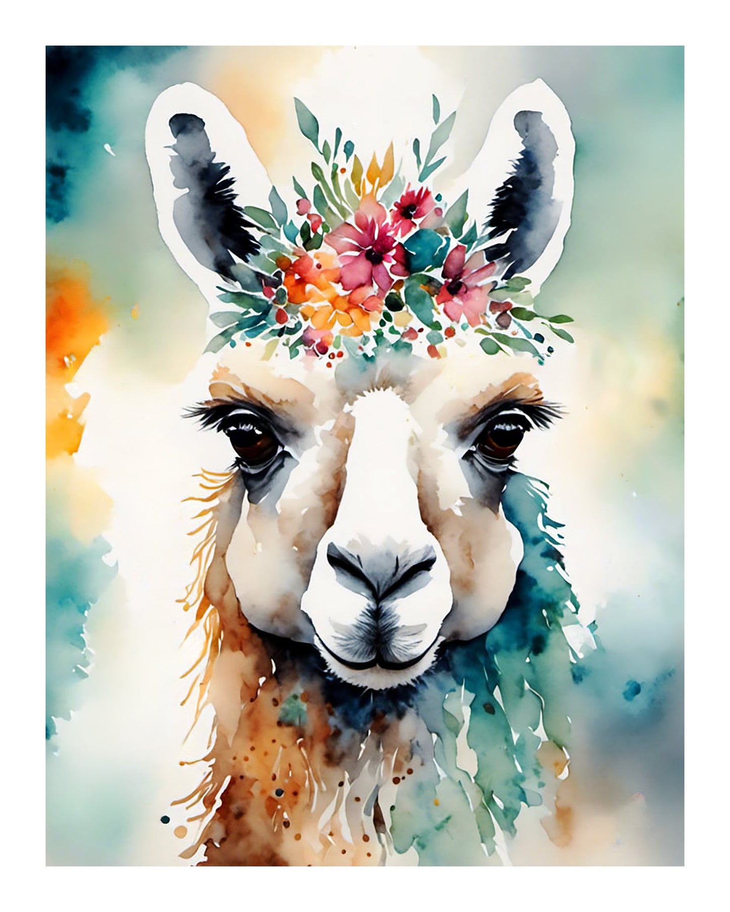 ’Floral Whimsy’ Original Watercolor - Style Llama 8X10 Wall Art Print