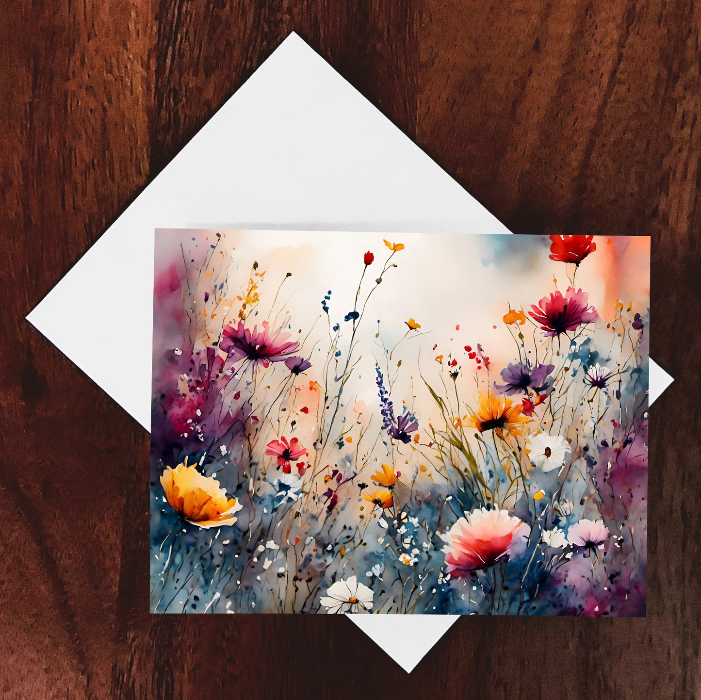 "Flowers" Original Watercolor-Style Floral Art with Vibrant Colors