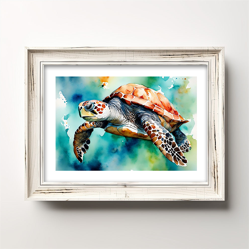 "Gus" Original Turtle Coastal Beach Art Home Decor Wall Art Print
