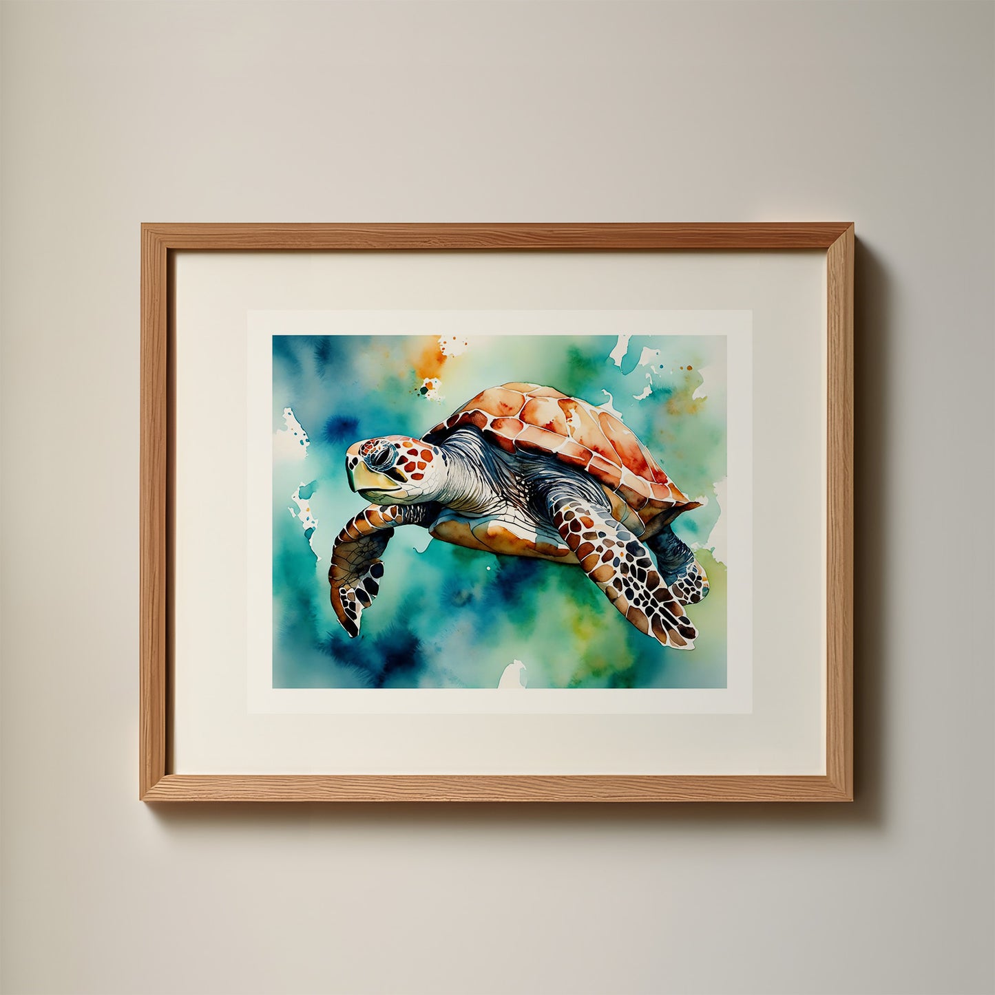 "Gus" Original Turtle Coastal Beach Art Home Decor Wall Art Print