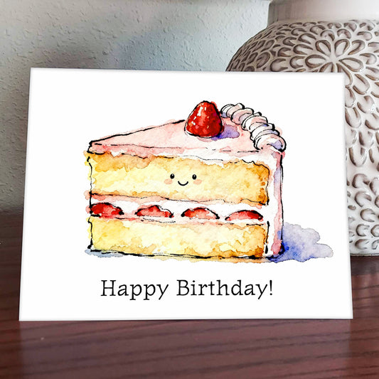 Happy Cake Watercolor Style Birthday Art
