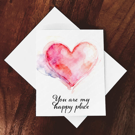 Happy Place Watercolor Style Love Heart Art