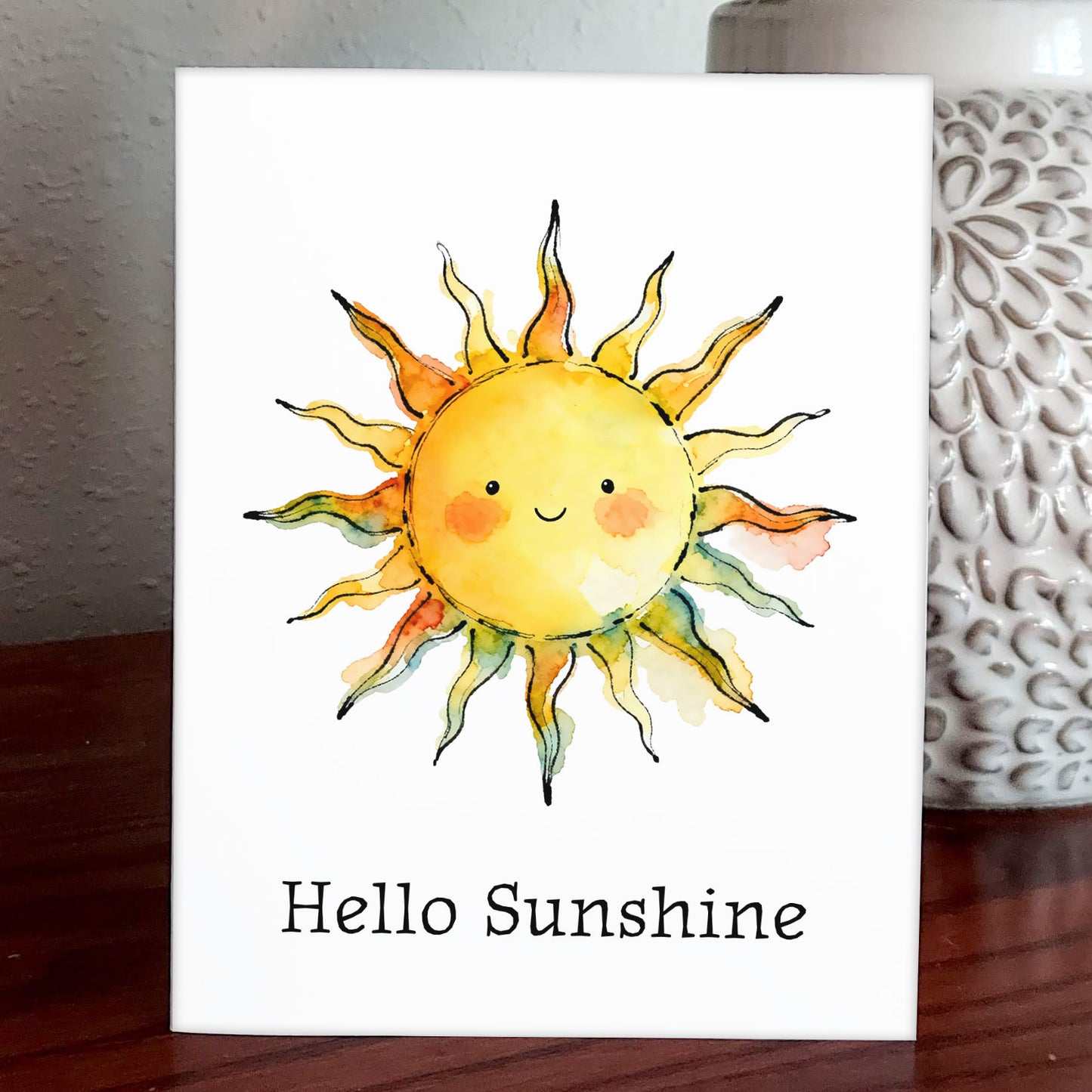 Happy Sun Watercolor Style Friendship Art