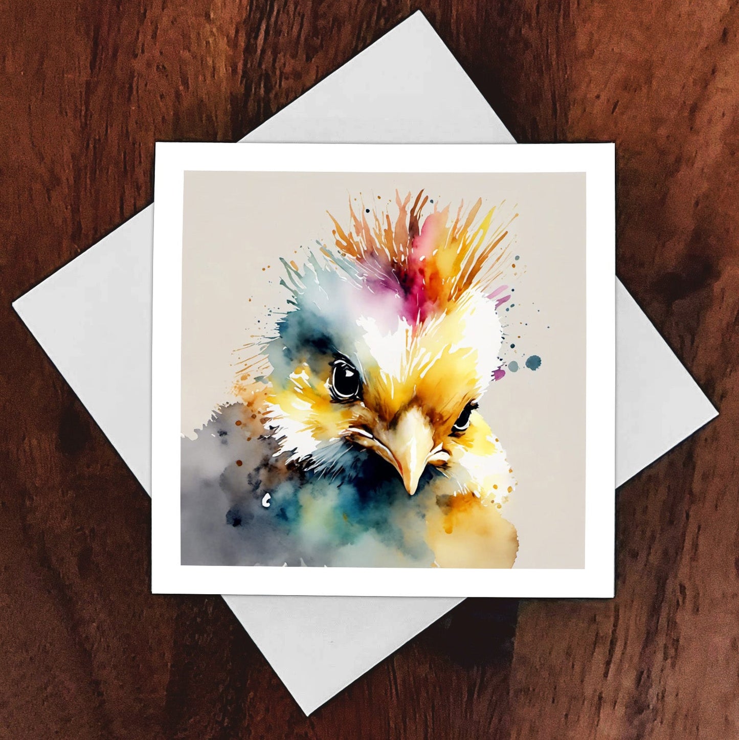 ’Hawk’ Original Chicken With Mohawk Art Print Home Decor Watercolor Style Wall Muted Colors Set