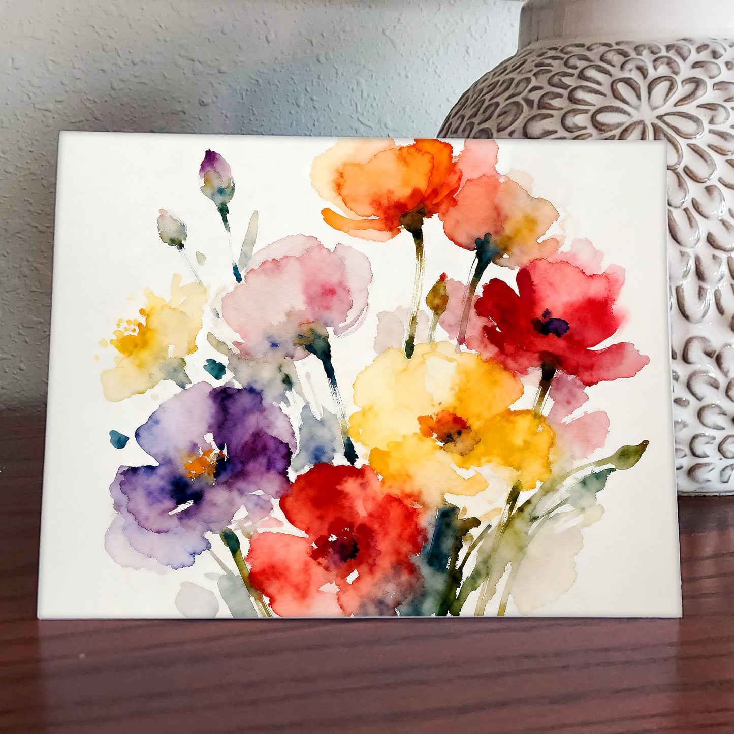 Hello Beautiful Watercolor-Style Floral Art