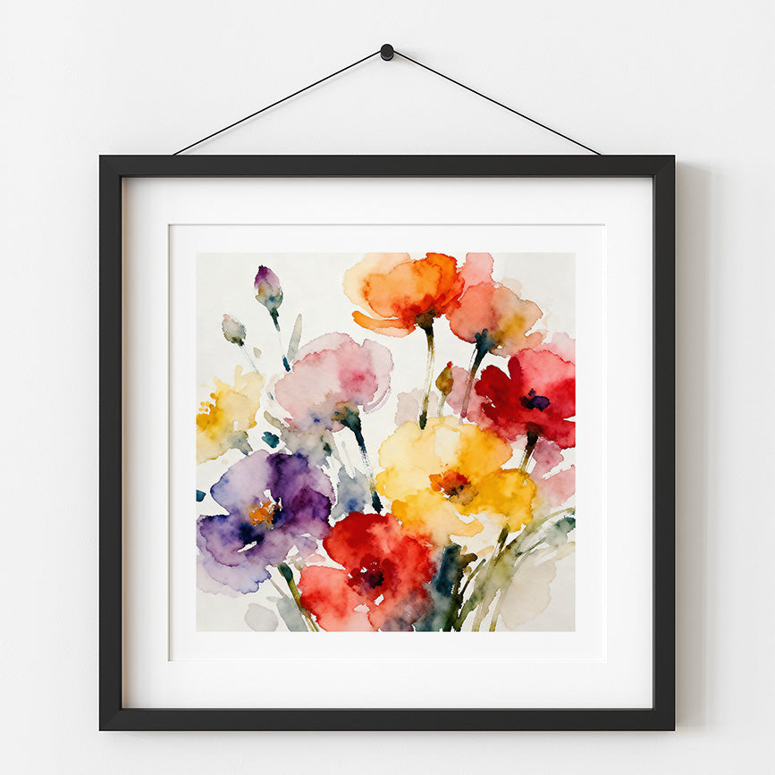 Hello Beautiful Watercolor-Style Floral Art
