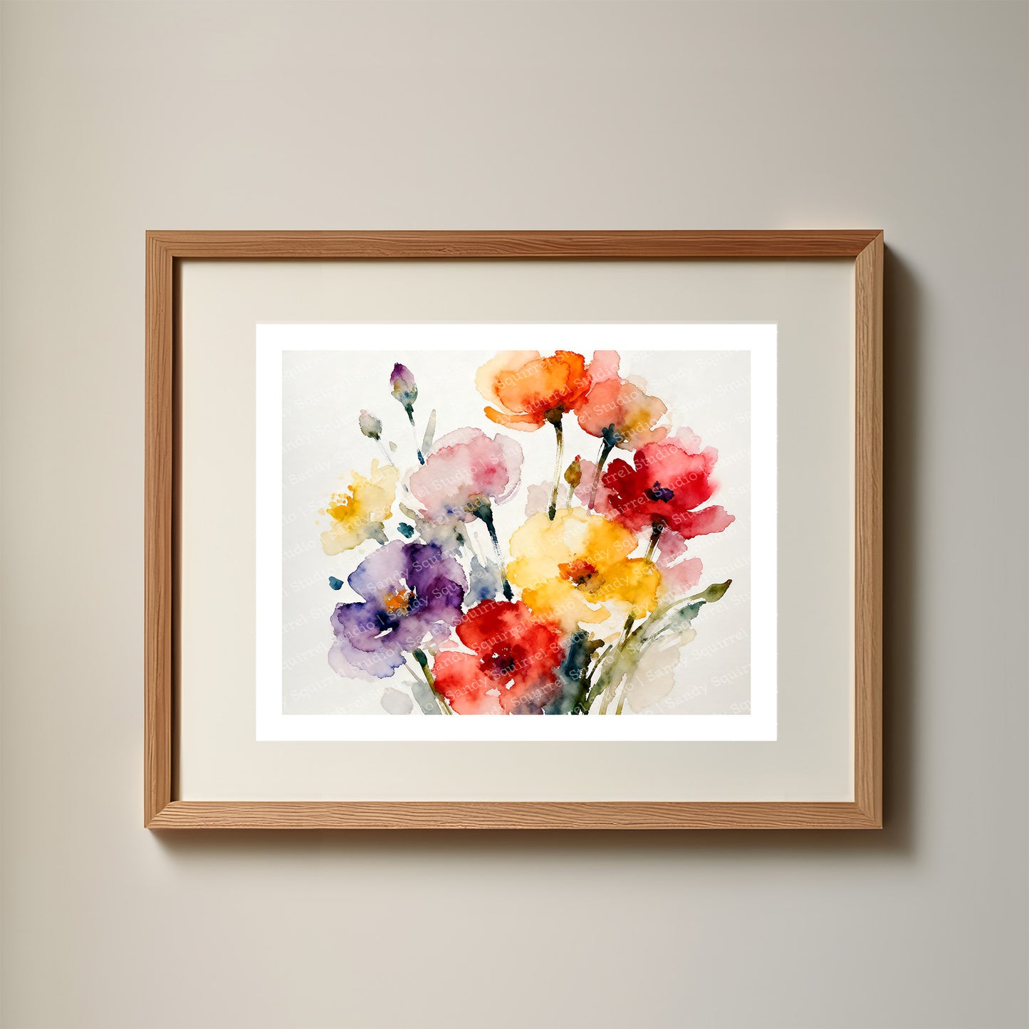 Hello Beautiful Watercolor-Style Floral Art