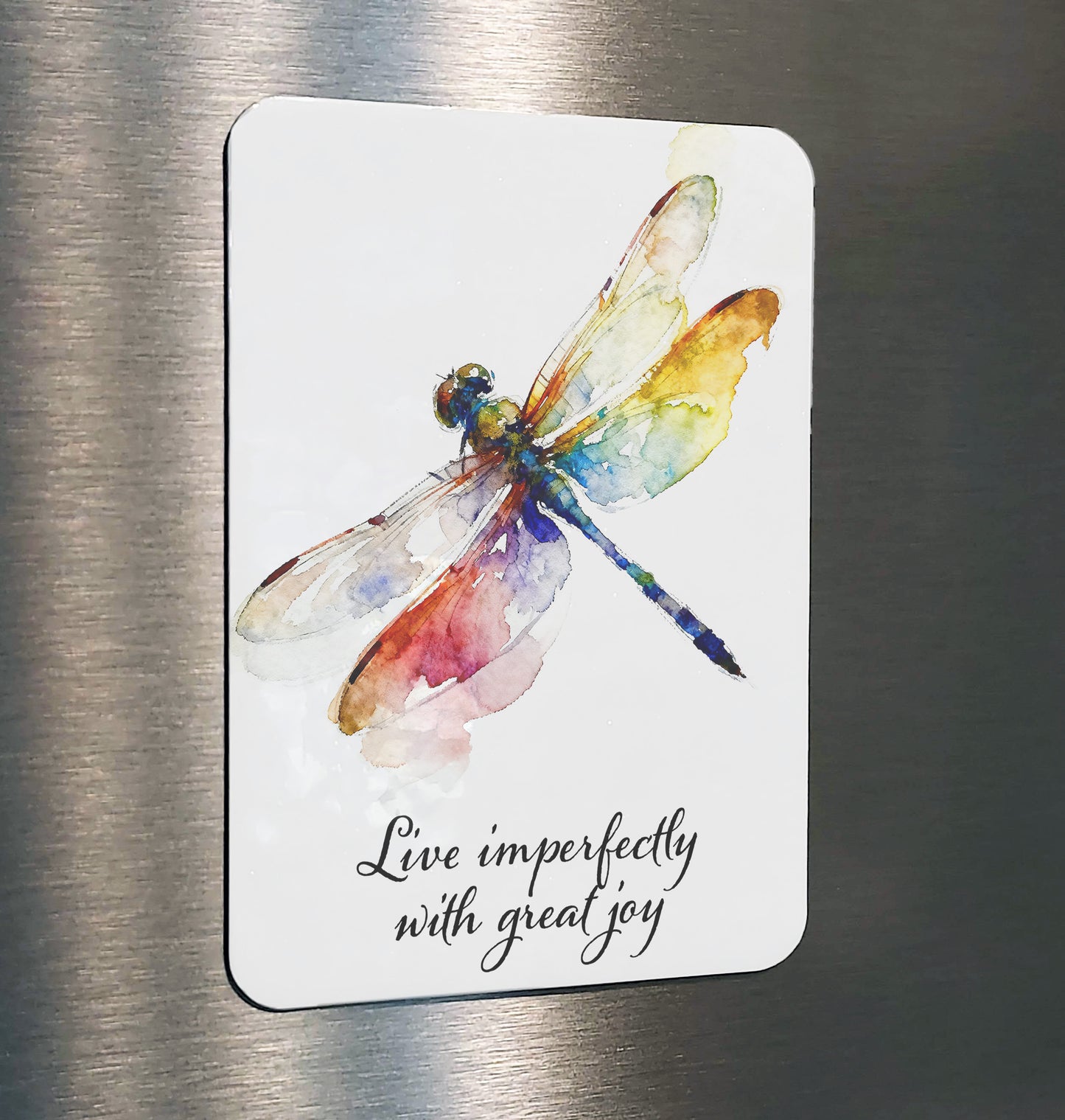 Imperfect Joy Whimsical Watercolor-Style Dragonfly Art