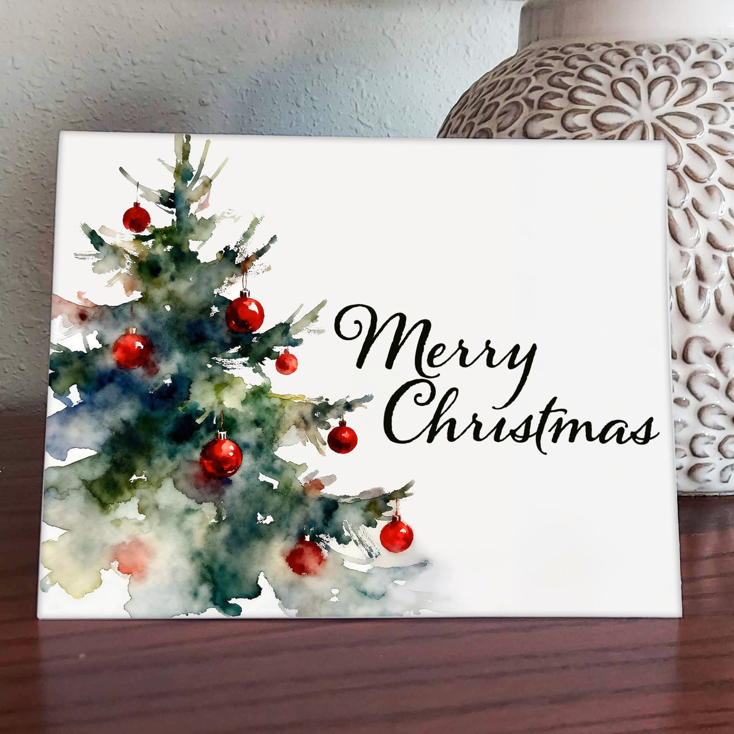 Joyous Watercolor-Style Christmas Tree Art