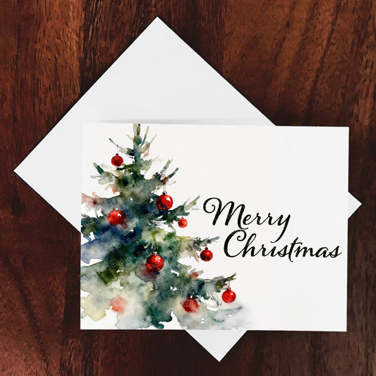 Joyous Watercolor-Style Christmas Tree Art