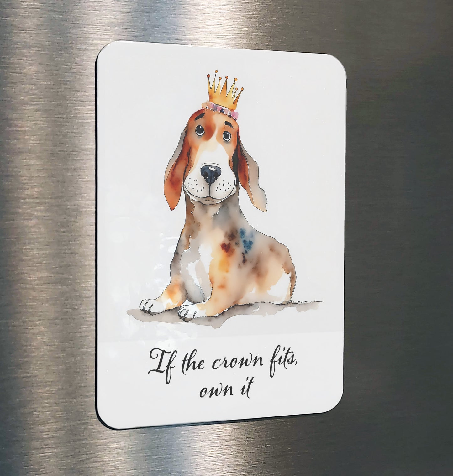 Lady Watercolor Style Hound Dog Crown Greeting Card