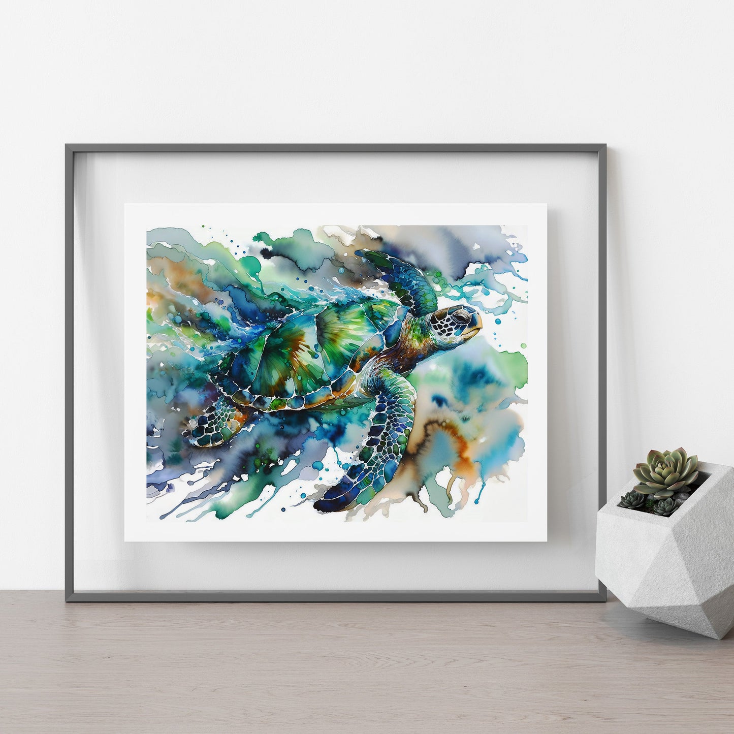 ’Lightning’ Original Turtle Coastal Beach Art Home Decor Wall Print