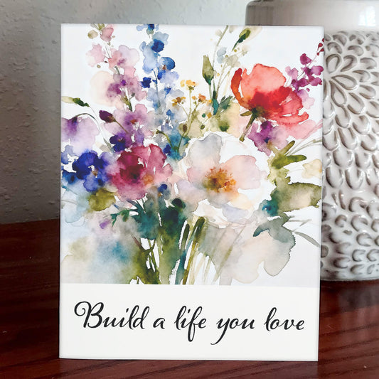 Love Life Watercolor-Style Floral Art