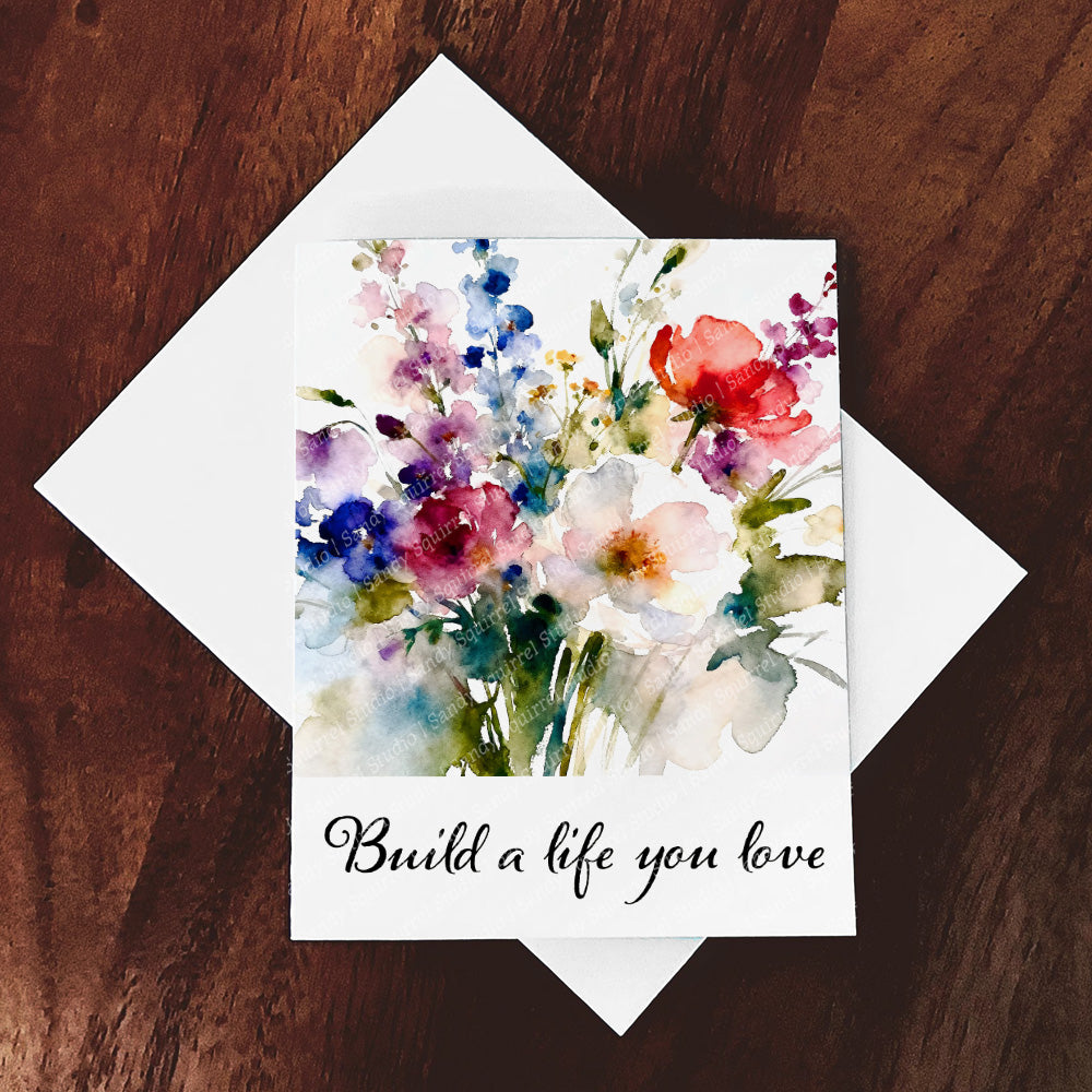 Love Life Watercolor-Style Floral Art