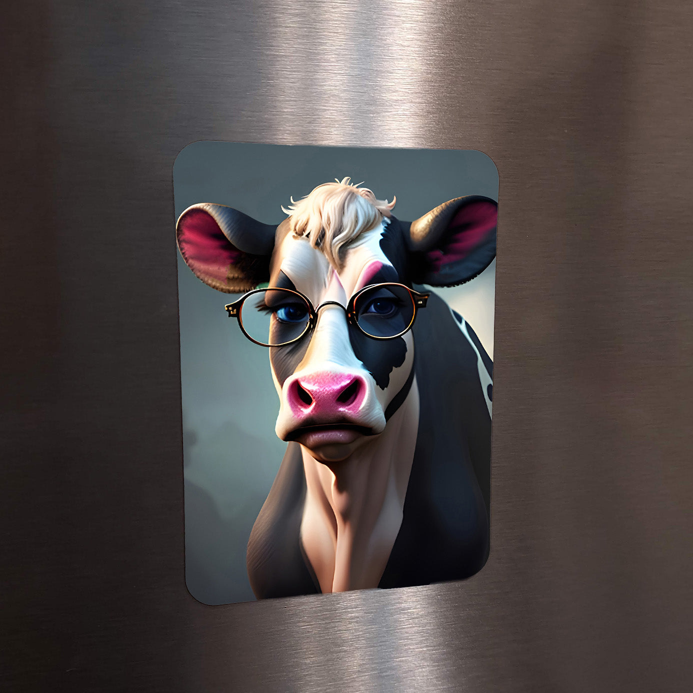 "Maurice" Whimsical Cow with Glasses Original Inch Wall Art Print Pop Art Style Home Decor