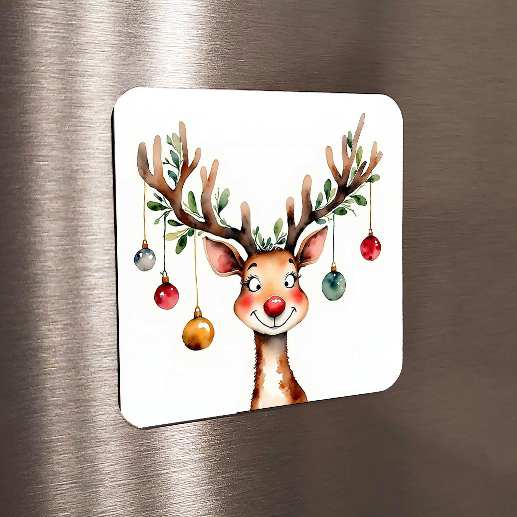 Merry Reindeer Whimsical Christmas Card