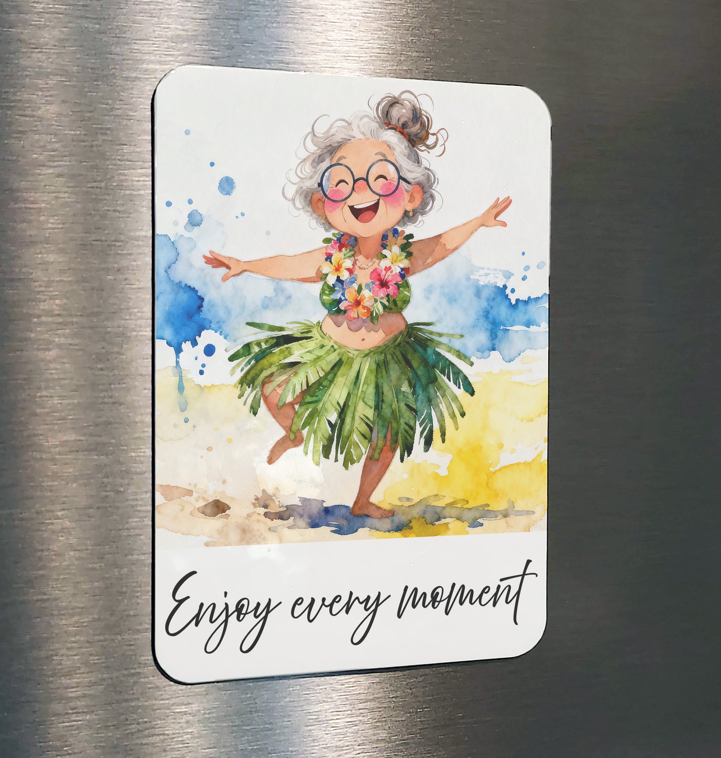 Moments Whimsical Watercolor-Style Hula Art