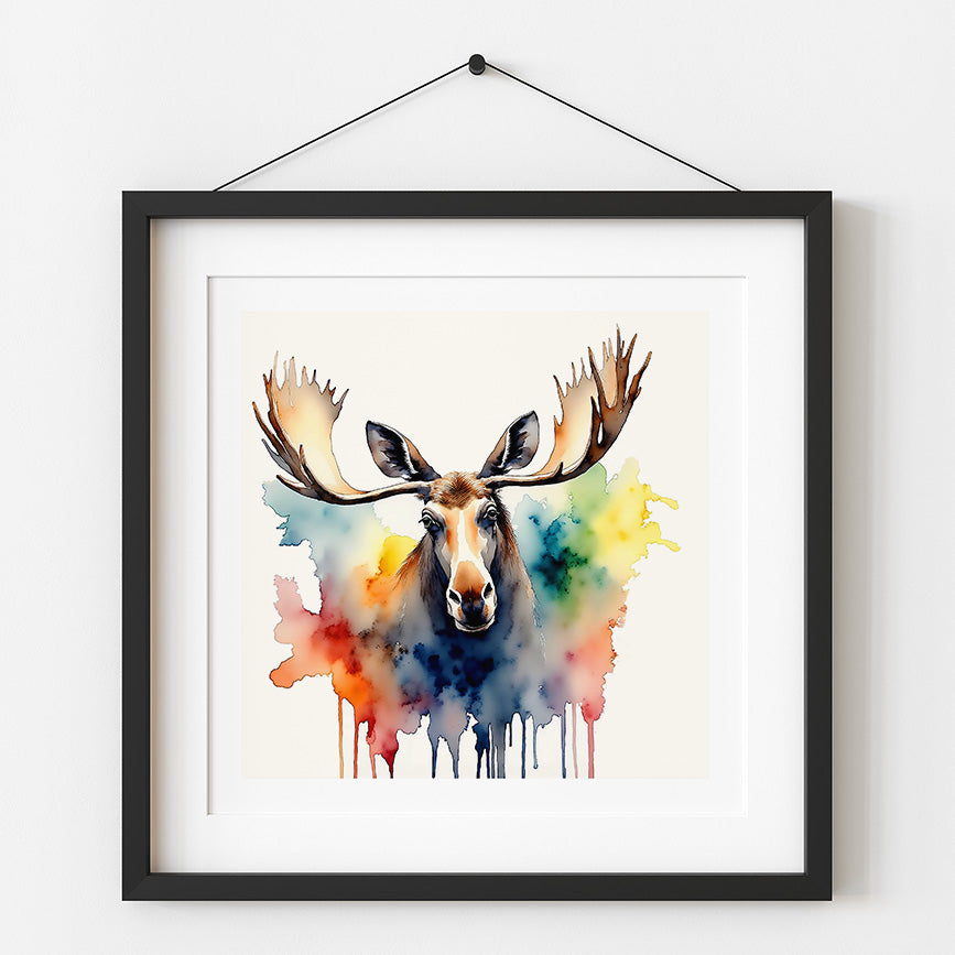 Morrie Watercolor Style Moose Art